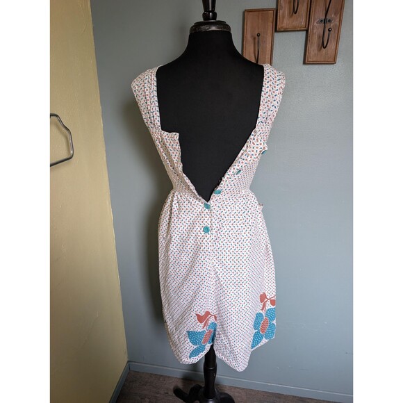 40s Calico Pinafore Dress: Vintage Floral Sundress - Picture 12 of 16